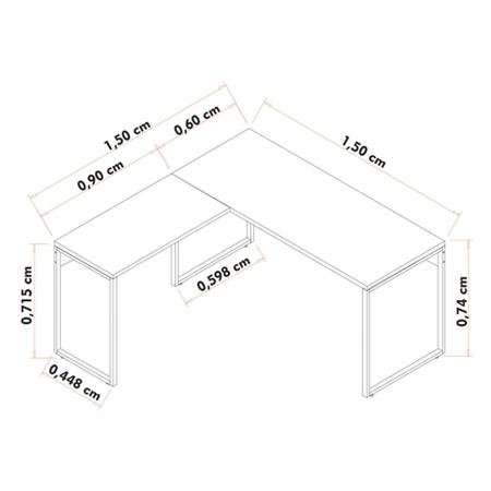 Imagem de Kit 2 Mesas de Escritório em L 150x150 Studio Industrial Branco  Mpozenato