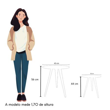 Imagem de Kit 2 Mesas Lateral de Canto Apoio Redonda Retrô 44 e 56 cm