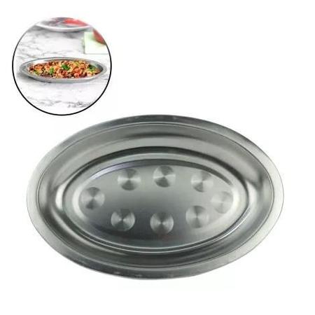 Imagem de Kit 2 Mini Bandeja oval 21 cm aço inox cozinha