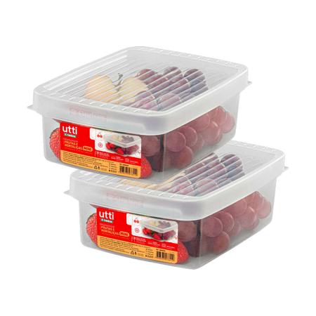 Imagem de Kit 2 Mini Caixa Organizadora para Frutas Verduras Legumes Saladas Transparente