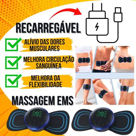Imagem de Kit 2 Mini Massageador Elétrico Profissional Fisioterapia EMS Recarregável Portátil Massagem Costas Coluna Pescoço Cervical Lombar