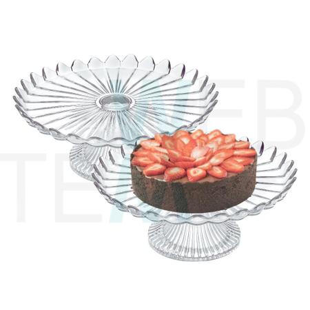 Imagem de Kit 2 Mini Pratos de Vidro Com Pé Pétala Jasmin Vitazza: Para Bolo, Doces, Sobremesa, Decoração Cozinha, Mesa Postas, Festas, Opção Sustentável