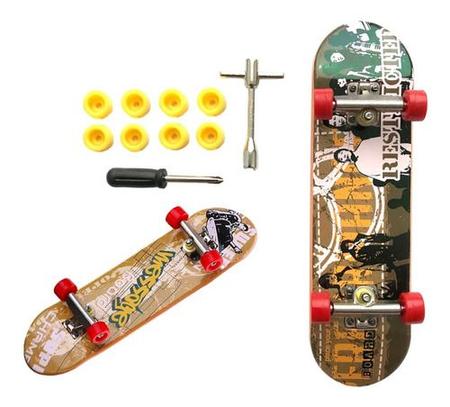 Kit 2 Mini Skate De Dedo Infantil Com Acessório Criança