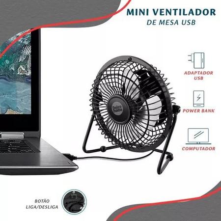 Imagem de Kit 2 Mini Ventilador Mesa USB Potente Portátil Silencioso 4 Pás