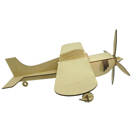 Imagem de Kit 2 Miniatura Avião Monomotor Decoração Festa 40cm Mdf Madeira