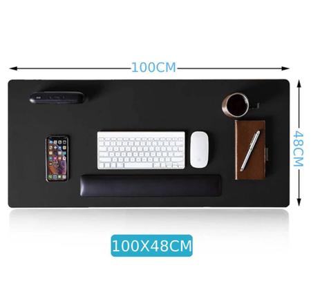 Imagem de Kit 2 Mouse Pad Grande 100X48 Antiderrapante Preto Premium