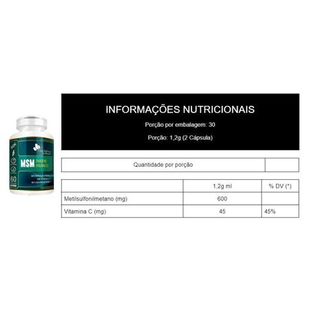 Imagem de Kit 2 MSM Enxofre Orgânico (metilsulfonilmetano) Com Vitamina C - 120 Cápsulas de 600mg 