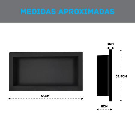 Imagem de Kit 2 Nicho de Parede Plástico 30x60 Cm Preto