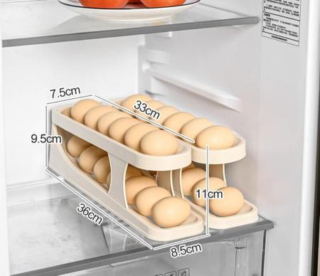 Imagem de Kit 2 Organizador Porta Ovos Dupla Camada Rolante Organizadora Geladeira