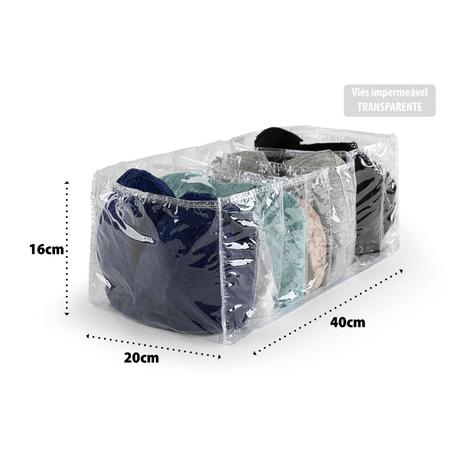 Imagem de Kit 2 Organizadores De Roupas Colmeia Para Camisetas, Bermudas, Shorts Tamanho M 16x20x40 PVC Lavável Com Viés