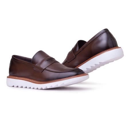 Imagem de Kit 2 pares de Sapato Oxford masculino Loafer Solado Tratorado Esporte Fino de Couro + cinto relógio