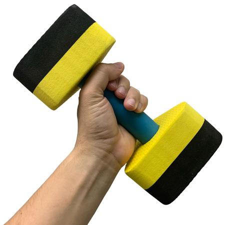 Imagem de Kit 2 Pares Halteres Hidroginástica em EVA P 1-2kg e M 2-3kg Preto/Amarelo Dafoca Sports