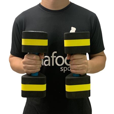 Imagem de Kit 2 Pares Halteres Hidroginástica em EVA P 1-2kg e M 2-3kg Preto/Amarelo Dafoca Sports