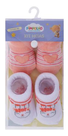 Kit 2 Pares Meia Sapatinho Pimpolho Recém Nascido Menina - Meia para Bebês  - Magazine Luiza