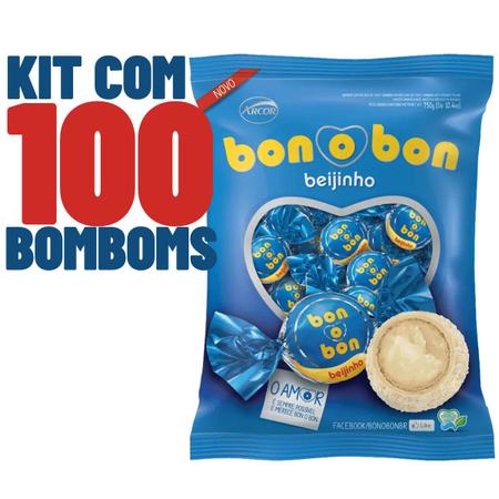 Imagem de Kit 2 Pcts - 100 Unids. Bombom Bonobon Beijinho - Arcor