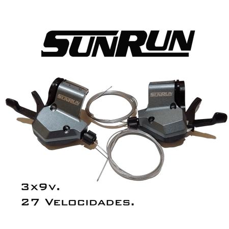 Imagem de Kit 2 Peças Cambio Traseiro Sunrun 9v  Cage Longo Alavanca Passador Trocador 27v Mtb