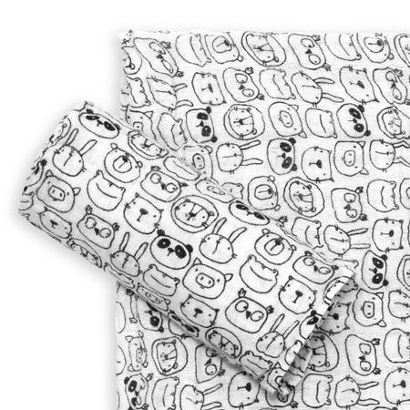 Kit 2 Peças Cueiro Vira Manta Toalha Fralda Bebê Hipoalergênico Bichinhos Branco e Preto - Casa Pedro Imagem de Kit 2 Peças Cueiro Vira Manta Toalha Fralda Bebê Hipoalergênico Bichinhos Branco e Preto