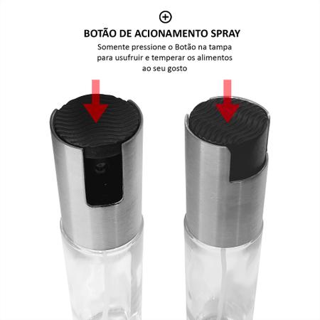 Imagem de Kit 2 Peças Spray Borrifador 100ml P/ Azeite E Vinagre Aço Inox Vidro