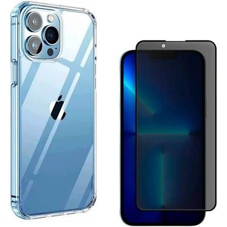 Imagem de Kit 2 Películas 3D Vidro Privacidade + Capa Capinha Transparente para Iphone 11 Pro