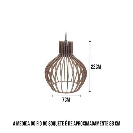 Imagem de Kit 2 Pendente Lustre Luminoso Teto Turin Mdf E27-21x18cm