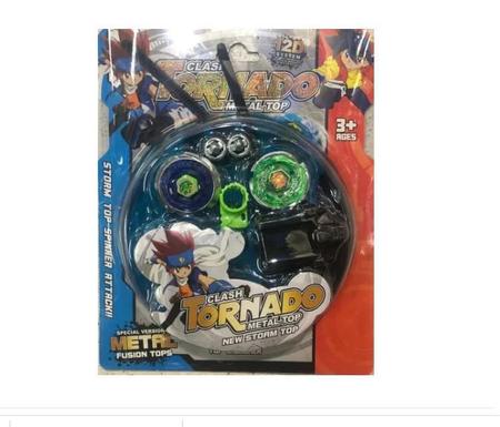 Kit 2 Pião Beyblade Metal Tornado Com Arena 2 Lançador