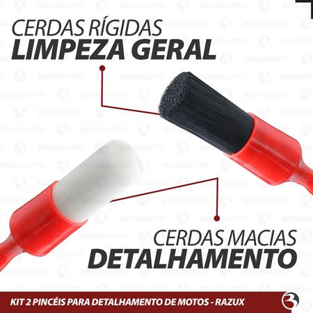 Imagem de Kit 2 Pincel Lavagem Detalhamento Interno Externo Moto/carro