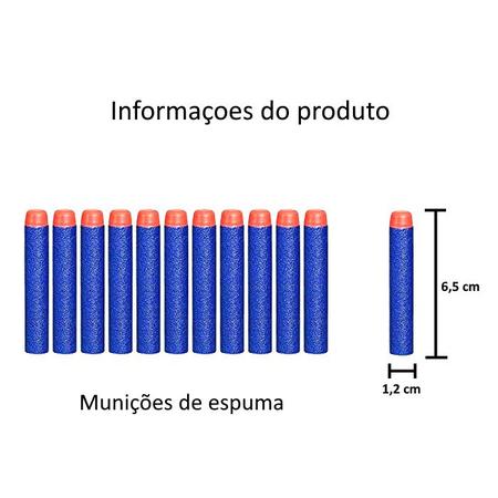 Arminha de Brinquedo Pistola Nerf Lança Dardos Tiro ao Alvo Azul + Munições