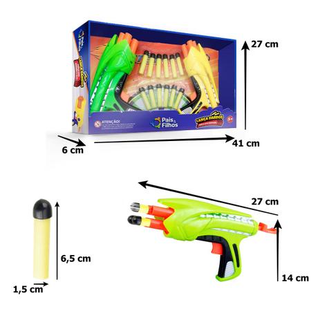 Pistola / Arma de Brinquedos - Lança Dardos com 2 e 6 Dardos - 16 cm