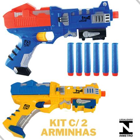 Kit 2 pistolas / arma de brinquedo com 6 dardos revolver infantil