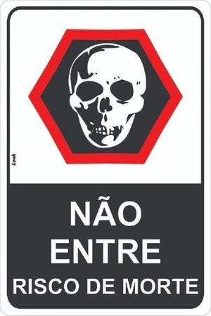 Imagem de Kit 2 Placa Sinalização Aviso Cuidado Perigo Não Entre Risco De Morte 