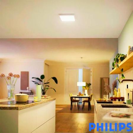 Imagem de Kit 2 Plafon Led Philips Quadrado Embutir 24w Luz Quente 3000K