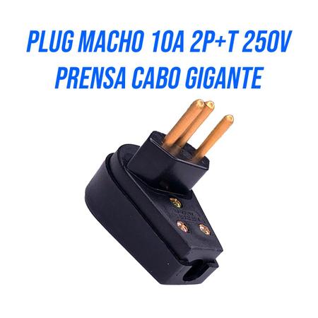 Imagem de Kit 2 plug Pino macho Prensa cabo gigante Tomada 10A 250V Ilumi