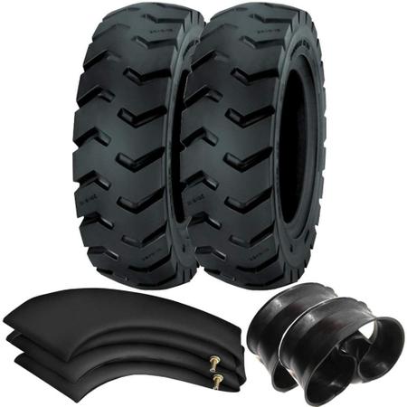 Imagem de Kit 2 Pneus Empilhadeira 600-9 Ci84 12l Tt Pirelli + Camaras + Protetores