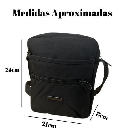 Imagem de kit 2 pochetes de ombro preta shoulder bag grande espaçosa para guardar celular dinheiro cartão unissex motoboy dia a dia