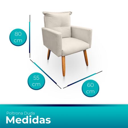 Imagem de Kit 2 Poltrona Decorativa Duda para Sala e Quarto Suede Bege- LH Decor