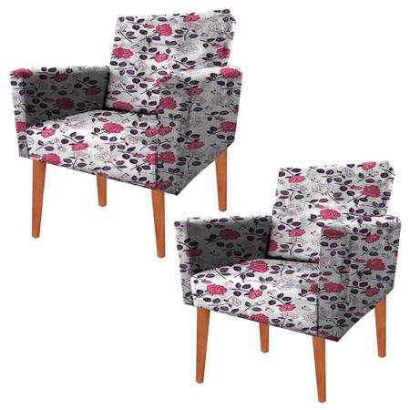 Imagem de Kit 2 Poltronas Cadeira Decorativa Floral 24