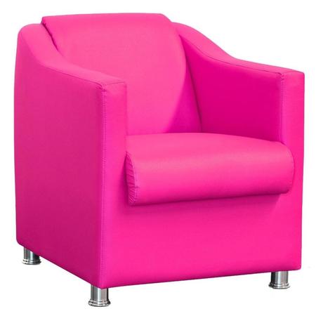 Imagem de Kit 2 Poltronas Decorativa Biane Couro Rosa Pink Pés Cromado Mz Decor