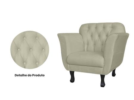 Imagem de Kit 2 Poltronas Decorativa Dália Suede Bege Pés Madeira Mz Decor