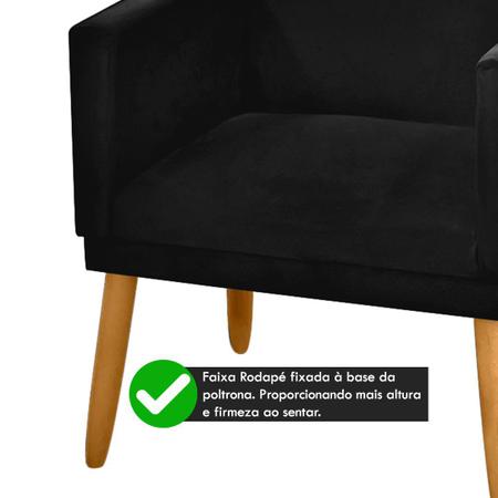 Imagem de Kit 2 Poltronas Decorativa Nina Tecido Sintético Preto com Rodapé