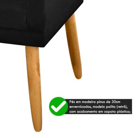 Imagem de Kit 2 Poltronas Decorativa Nina Tecido Sintético Preto com Rodapé