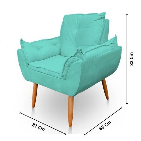 Imagem de Kit 2 Poltronas Decorativa Opala Sala de Estar Veludo Azul Turquesa Kimi Decor