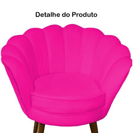 Imagem de Kit 2 Poltronas Decorativa Pétala Couro Rosa Pink Pés Madeira Ms Decor