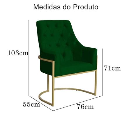 Kit 2 Poltronas Decorativa Vick Suede Verde Base Dourada Mz Decor - Mazzero Decor Imagem de Kit 2 Poltronas Decorativa Vick Suede Verde Base Dourada Mz Decor