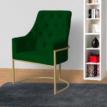Kit 2 Poltronas Decorativa Vick Suede Verde Base Dourada Mz Decor - Mazzero Decor Imagem de Kit 2 Poltronas Decorativa Vick Suede Verde Base Dourada Mz Decor