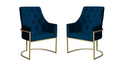 Kit 2 Poltronas Decorativa Vick Veludo Azul Marinho Base Dourada Mz Decor - Mazzero Decor Imagem de Kit 2 Poltronas Decorativa Vick Veludo Azul Marinho Base Dourada Mz Decor
