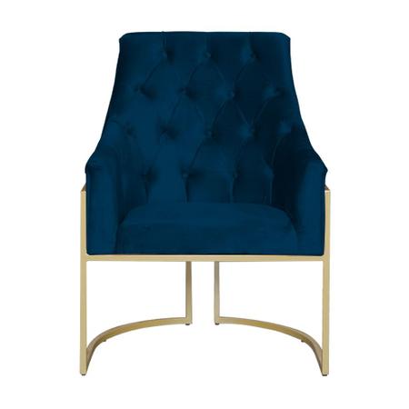 Kit 2 Poltronas Decorativa Vick Veludo Azul Marinho Base Dourada Mz Decor - Mazzero Decor Imagem de Kit 2 Poltronas Decorativa Vick Veludo Azul Marinho Base Dourada Mz Decor