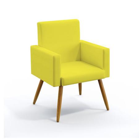 Imagem de Kit 2 Poltronas Decorativas Estofada Vega e Puff Solar Sued Amarelo Aradecor