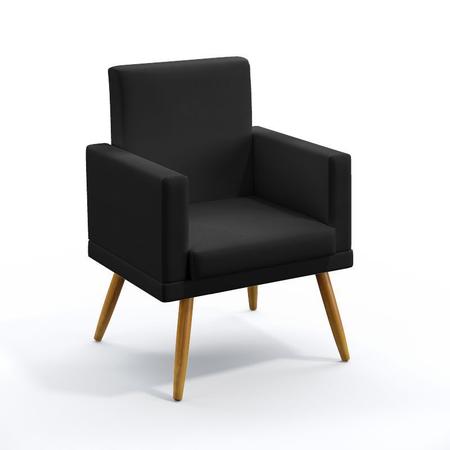 Imagem de Kit 2 Poltronas Decorativas Vega Com Rodapé Suede Preto Aradecor