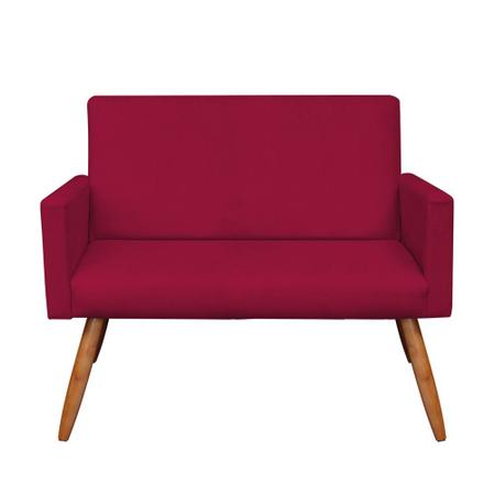 Imagem de Kit 2 Poltronas e Namoradeira Nina Suede Vermelho Pés Palito Castanho - Pallazio