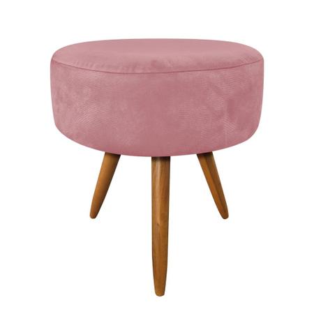 Imagem de Kit 2 Poltronas e Puff Banqueta Redonda Nina Suede Pés Palito Castanho - Pallazio